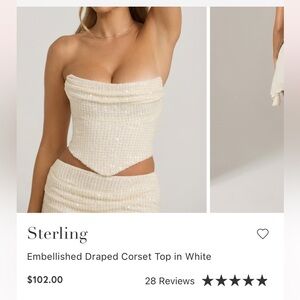 Oh Polly White Embellished Sterling Draped Corset Top